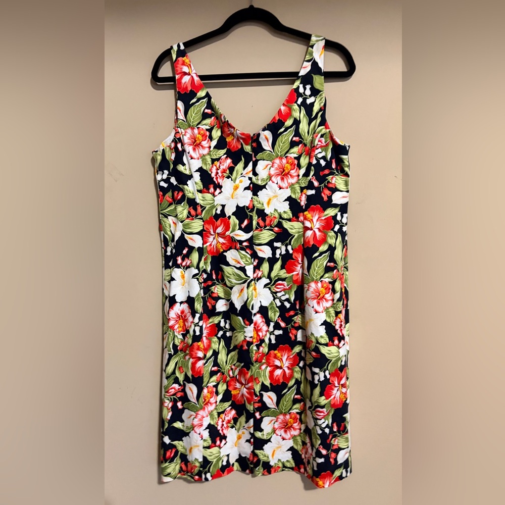 Jones New York Signature Floral Cotton/Spandex Sleeveless Dress size 16 - Picture 3 of 6